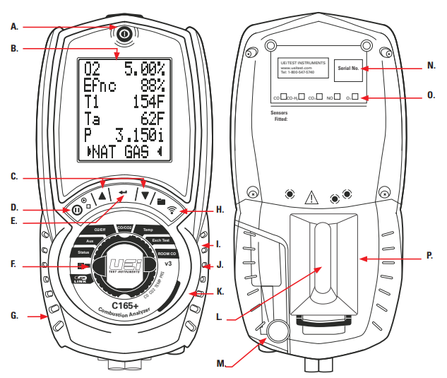 UEI TEST INSTRUMENT C165 Commercial Combustion Analyzer with Case fig2