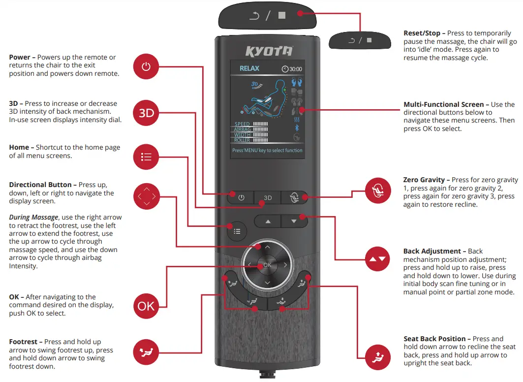 KYOTA Kaizen M680 3D 4D Massage Chair-Controller1