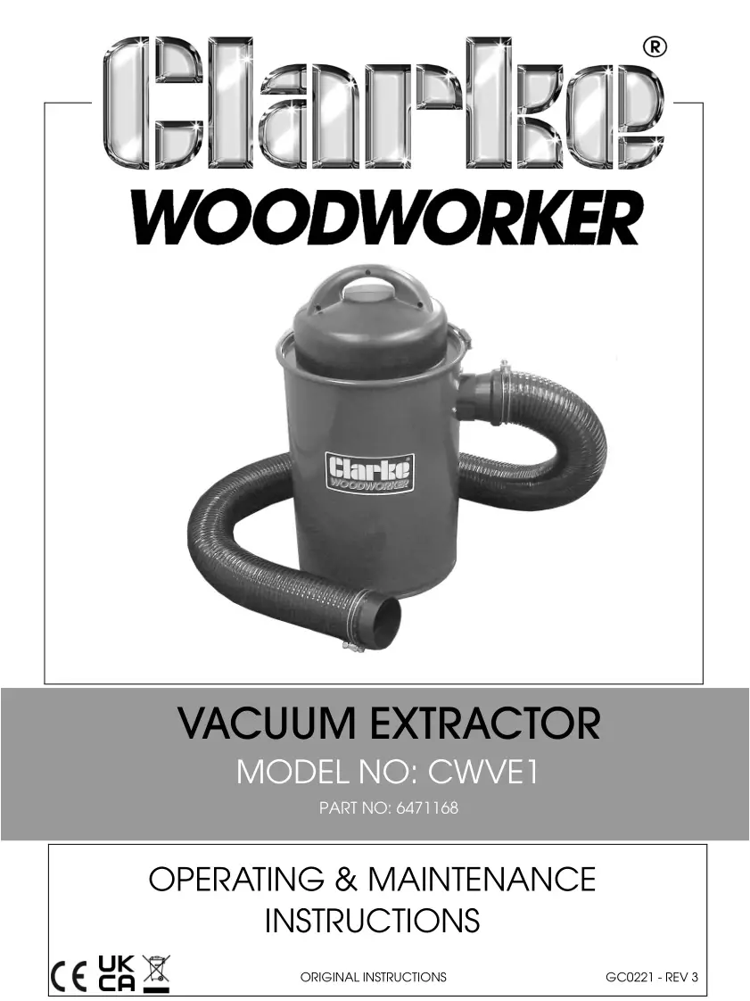 Clarke CWVE1 Vacuum Extractor Instruction Manual
