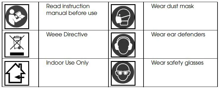 Clarke CWVE1 Vacuum Extractor - SAFETY SYMBOLS