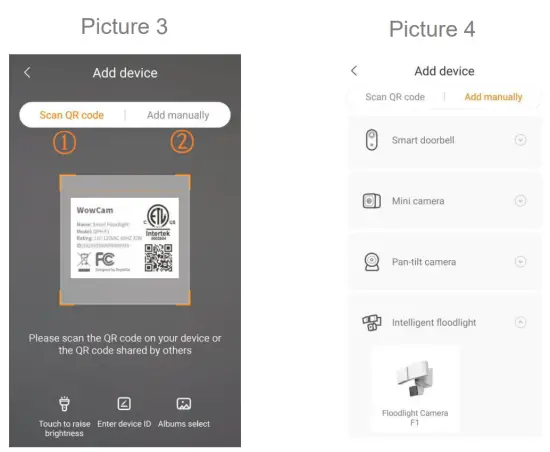 WowCam DPH F1 Smart Flood Light - Add the device 2