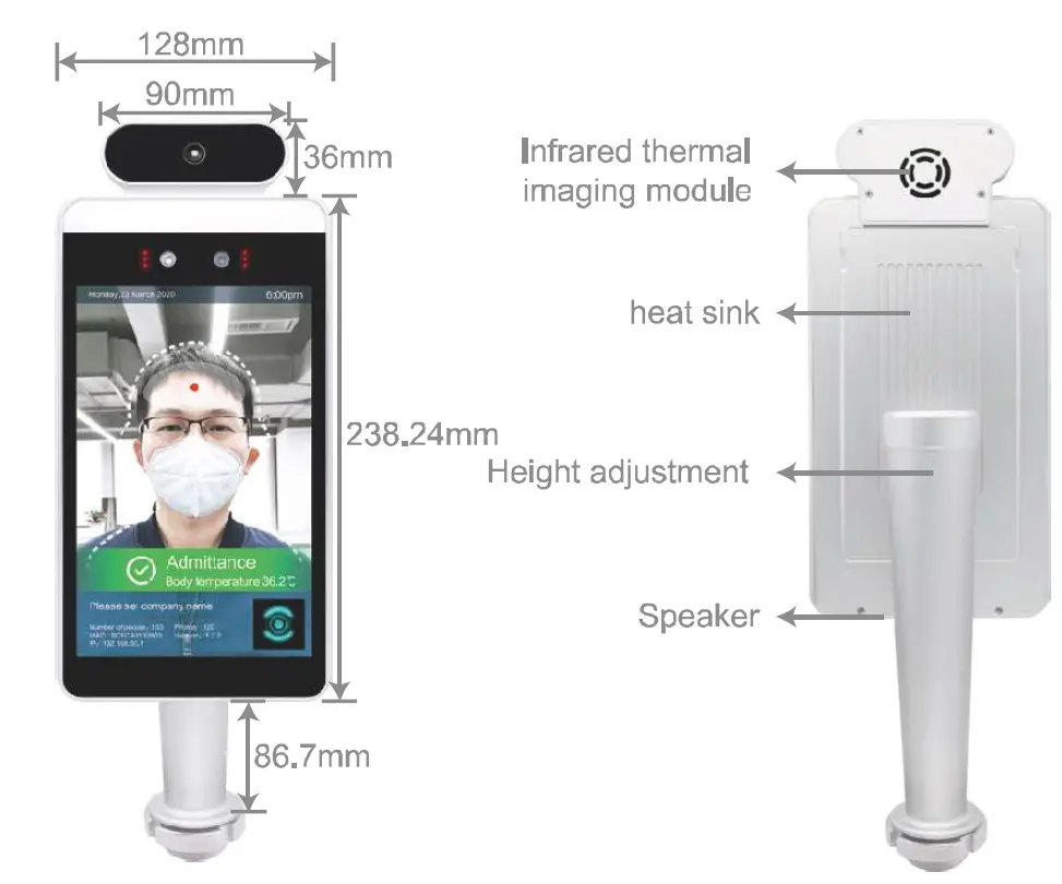 Ankuai WVT-NTF8 Smart Face Recognition Body Temperature Measuring KiosK-fig4