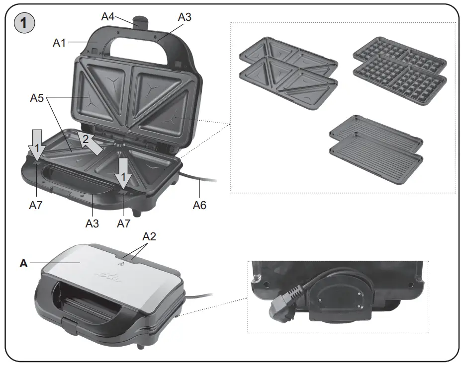 eta 1151 Sorento Trio Sandwich Maker - Fig