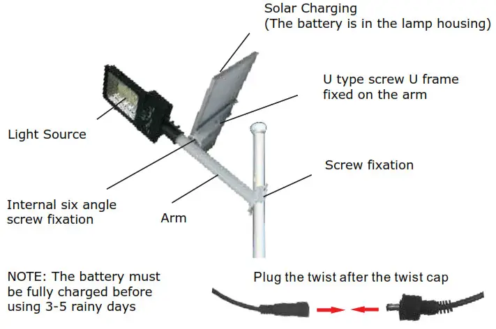 v-tac LED SOLAR STREETLIGHT VT-ST-200 - INSTALLATION