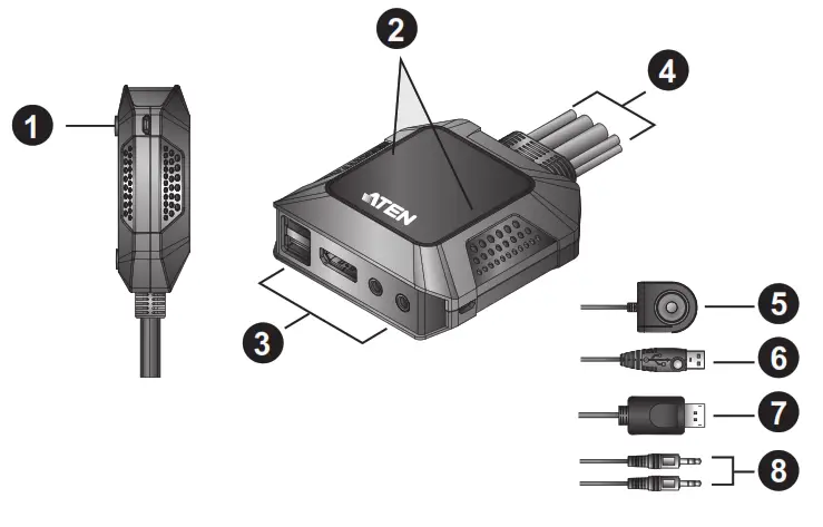 ATEN CS22DP 2-Port USB DisplayPort Cable KVM Switch