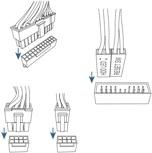 Connect cables to the internal connectors