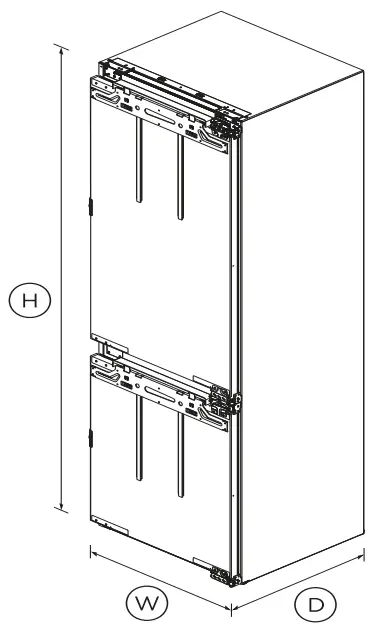FISHER PAYKEL RB60V18M Integrated Refrigerator Freezer - DIMENSIONS