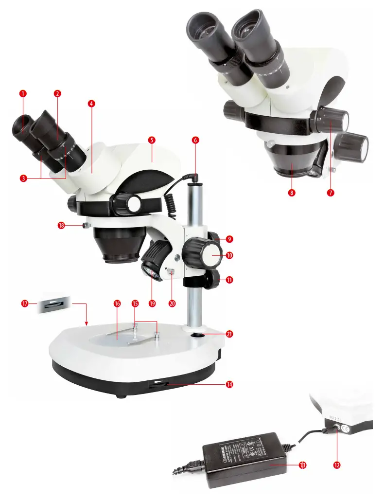 BRESSER 5806100 Zoom Stereo Microscope - Parts