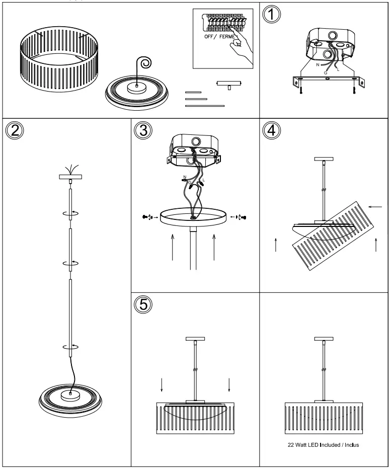 Dainolite SDLED 20P Slit Drum Grey Modern Contemporary Drum LED Pendant Light