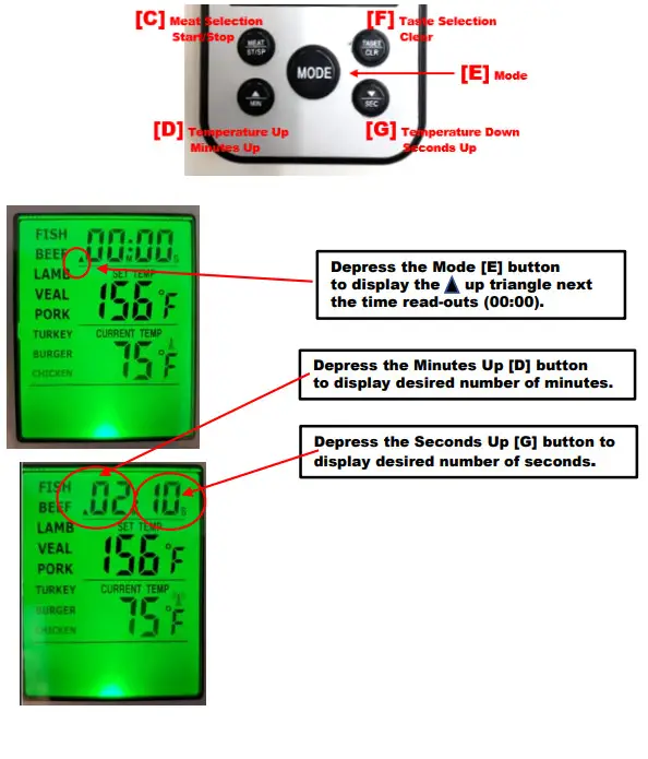 Char-Broil Color Change Wireless Grilling Thermometer -selection fuction 1