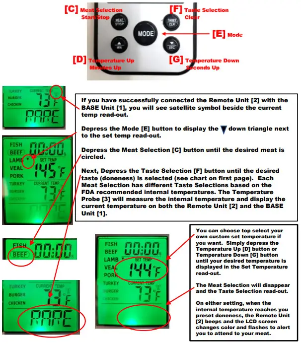 Char-Broil Color Change Wireless Grilling Thermometer -selection fuction