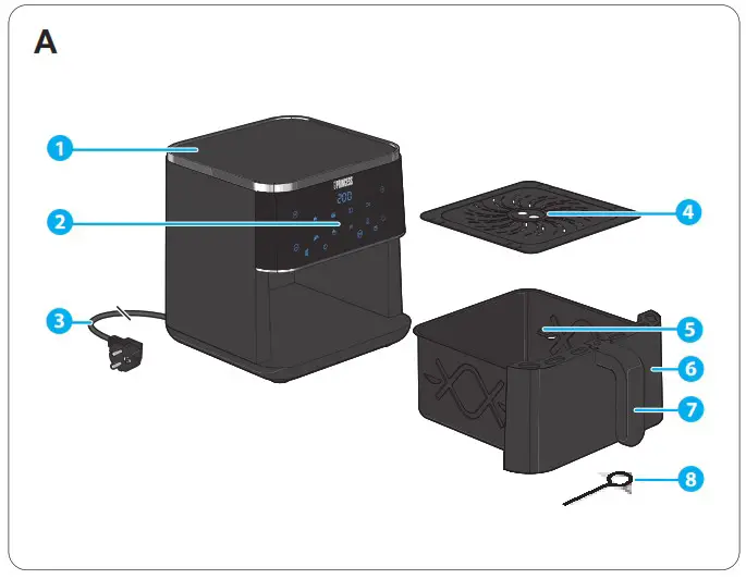 PRINCESS 01 182238 01 001 Airfryer - Product Overview 1