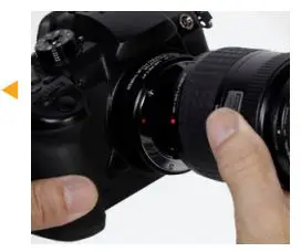 VELLO LAE-MFT-FT Auto Lens Adapter User Manual - Line up the alignment dot on the lens with the alignment dot on the lens adapter