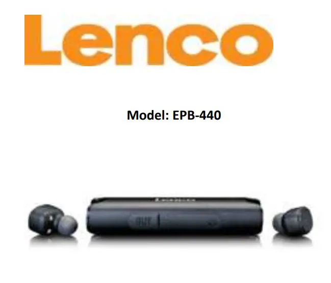 Lenco EPB-440 Waterproof IP67 TWS Bluetooth Earphones with Charging Case User Manual