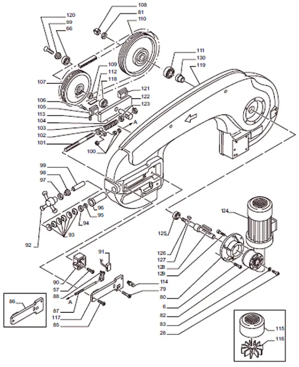 DAKE SE8 5M Semi Auto Mitering Bandsaw - EXPLODED VIEWS 1