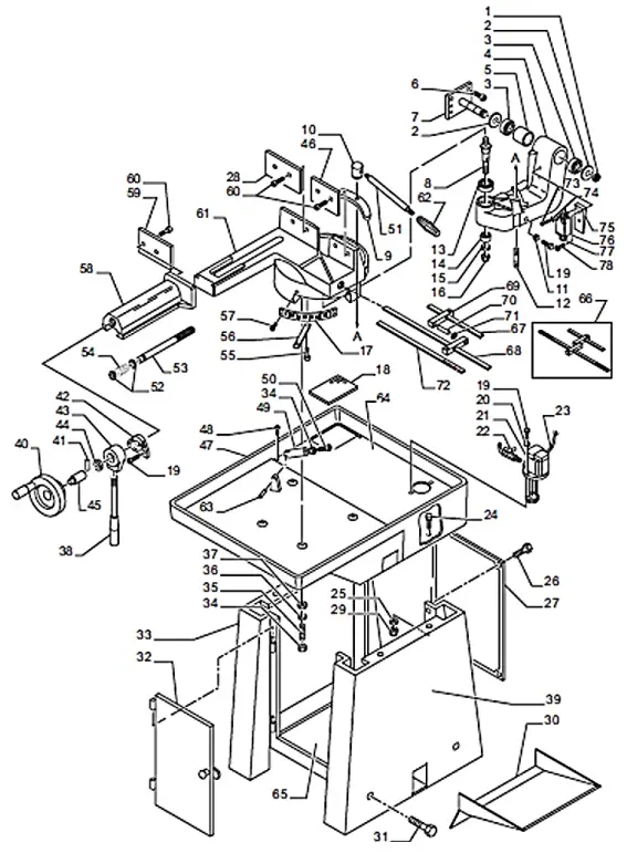 DAKE SE8 5M Semi Auto Mitering Bandsaw - EXPLODED VIEWS