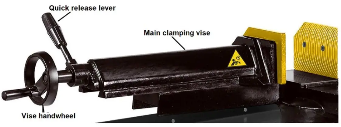 DAKE SE8 5M Semi Auto Mitering Bandsaw - RAPID OPENING VISE
