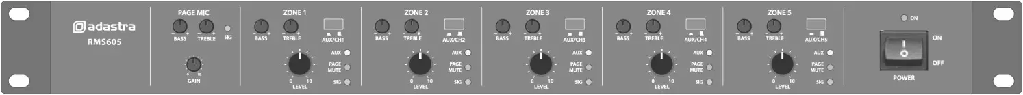 adastra RMS605 1U 5 adastra RMS605 1U 5 Zone Mixer Amplifier 5x60WZone Mixer Amplifier 5x60W