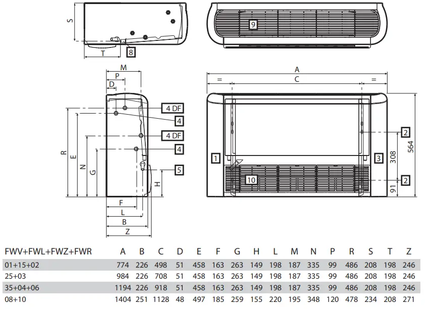 DAIKIN FWV FWZ Fan Coil Units - FWL+FWR