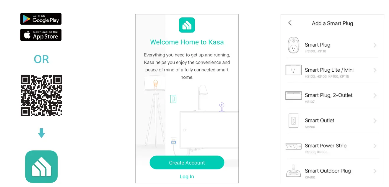 tp link KP125 Kasa Smart Wi Fi Plug Slim - app