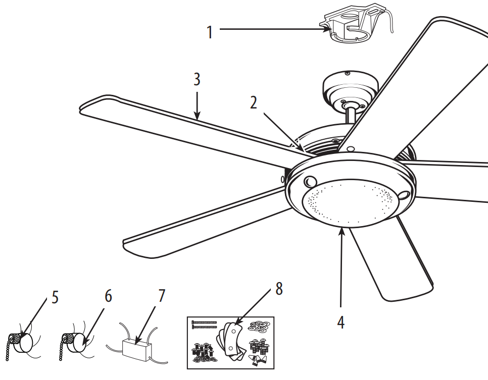 Westinghouse 7224200 Comet LED Indoor Ceiling Fan - PARTS LIST