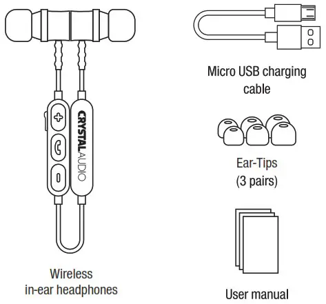 CRYSTALAUDIO BIE 04 In Ear Headphones with Magnetic Neck Holder - Packaging