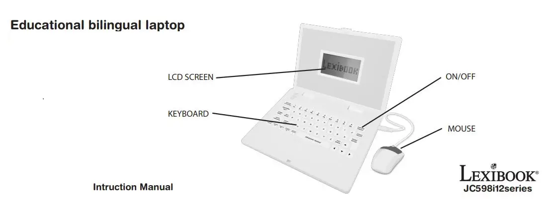 LEXIBOOK JC598i1 Educational and Bilingual Laptop User Manual