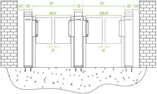 ZKTeco SBTL7000 Series Figure 2-1 SBTL7000 Series Dual-lane