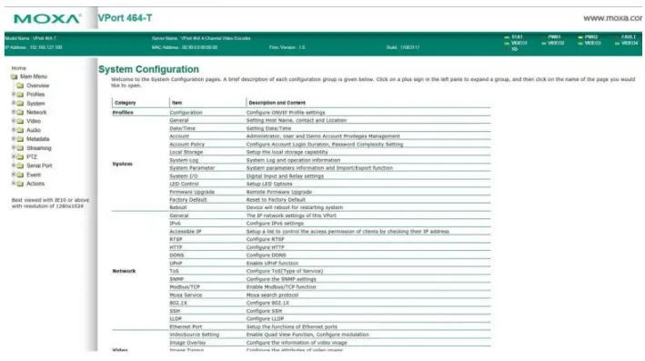 MOXA VPort 464 Series Video Encoders - Accessing the VPort