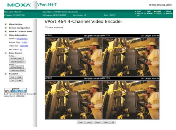 MOXA VPort 464 Series Video Encoders - Video Information