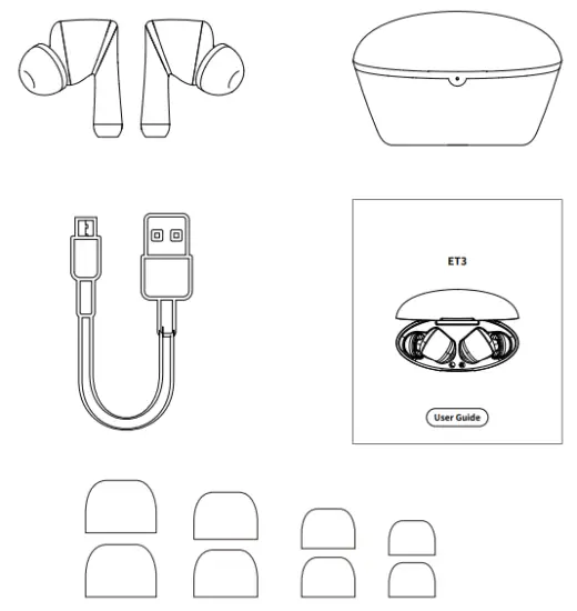 LITLIT ET3 HolyHigh Noise Canceling Wireless Earbuds - package accessories