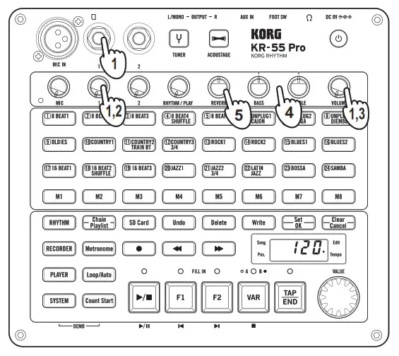 KORG Rhythm Machine g types of Playing guitar