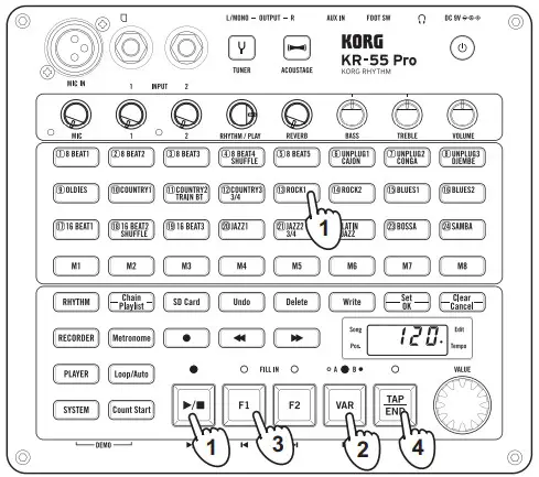 KORG Rhythm MachineSwitching variations