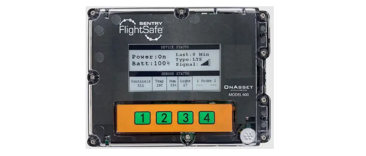 Onasset Intelligence 600 Sentry Flight Safe Aviation Approved User Manual