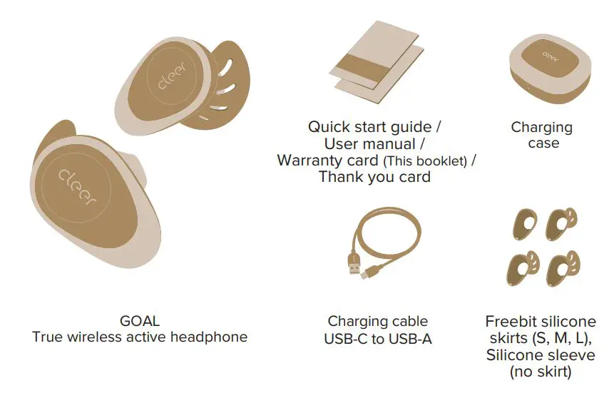 cleer True Wireless Active Headphone User Manual - Box contents