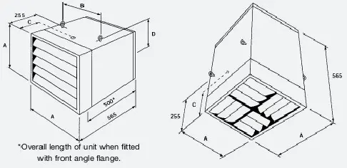 Turnbull Scott Thermolier Unit Heater Instruction Manual - dimensions