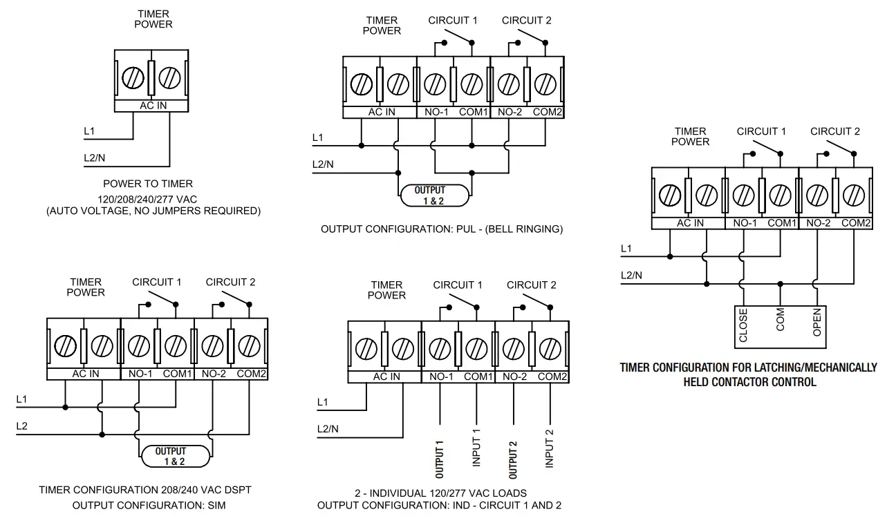 INTERMATIC ET2125C Electronic 2 Circuit 24 Hour Time Switch - Diagrams