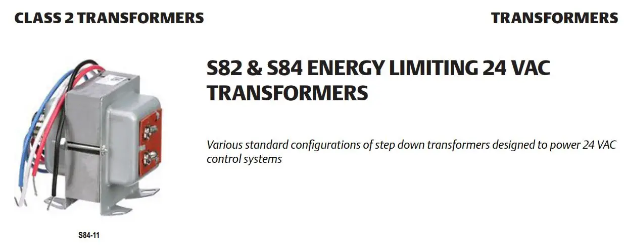 White Rodgers S82 Energy Limiting 24 Vac Transformers Instructions