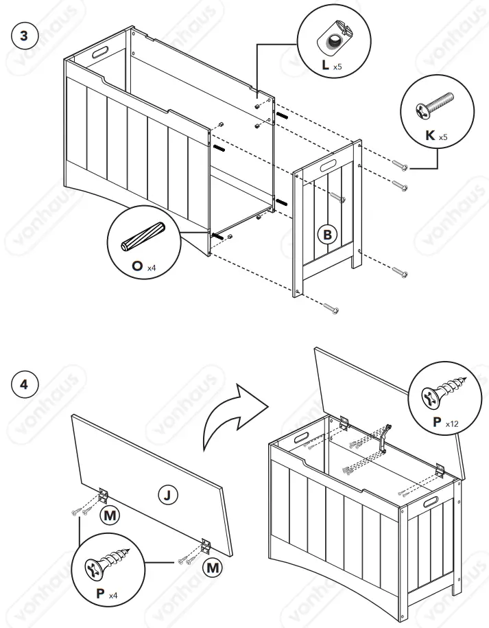 VonHaus 3024022 Colonial Storage Chest with Lift-Up Lid - fig 3