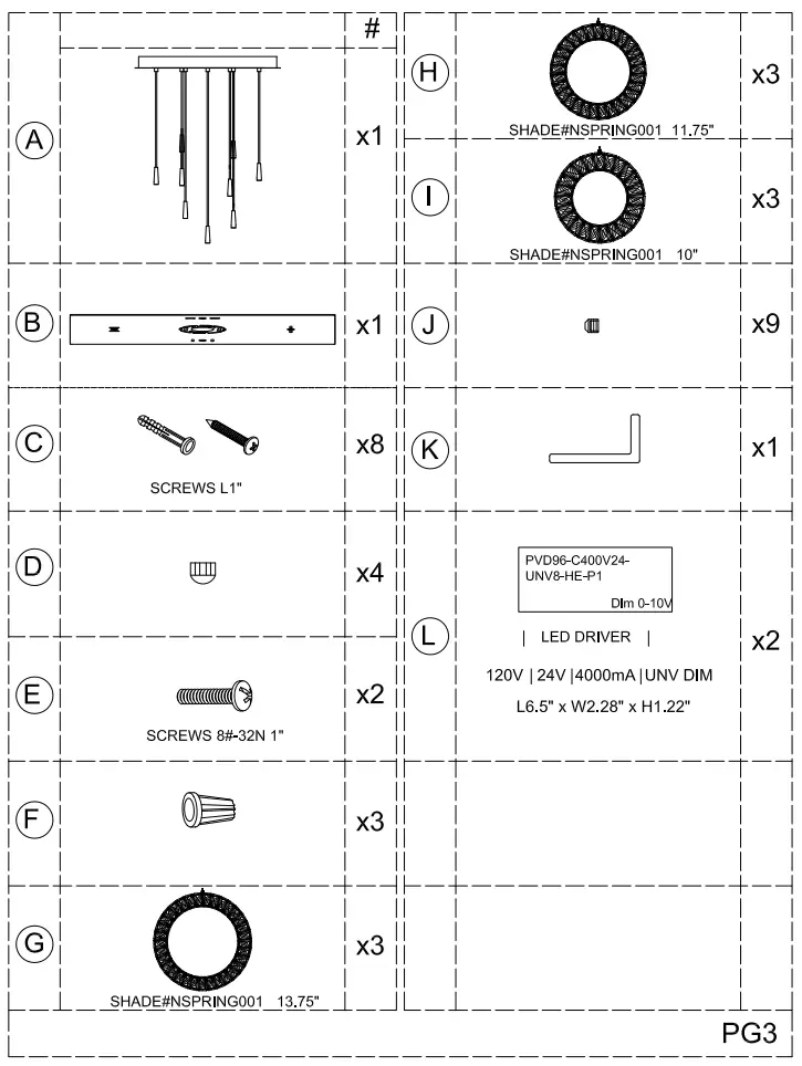 ET2 Contemporary Lighting E30568 20PC Charm Multi Light Pendant - Fig