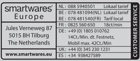 smartwares 1.029.29 2 In 1 Combi Carbon Monoxide Gas Detector Instruction Manual - Customer Service