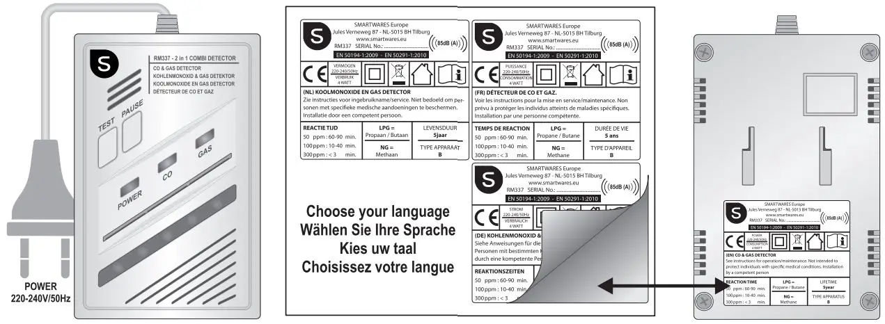 smartwares 1.029.29 2 In 1 Combi Carbon Monoxide Gas Detector Instruction Manual - How to use