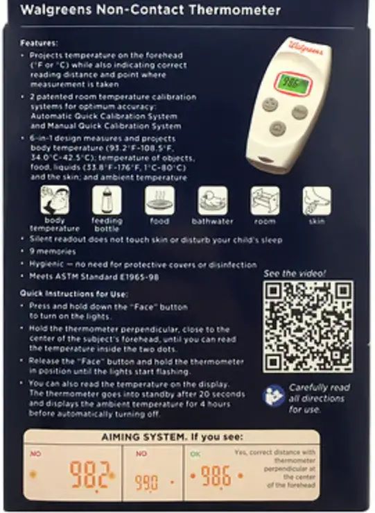 Visiofocus / Walgreens Mini Infrared Thermometer Instructions