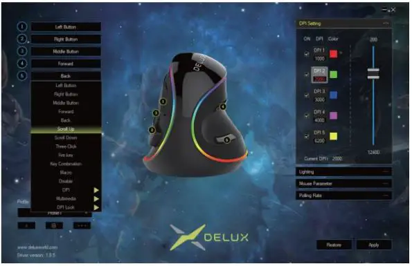 DELUX M618PR Wired Ergonomic Vertical Mouse FIG 2