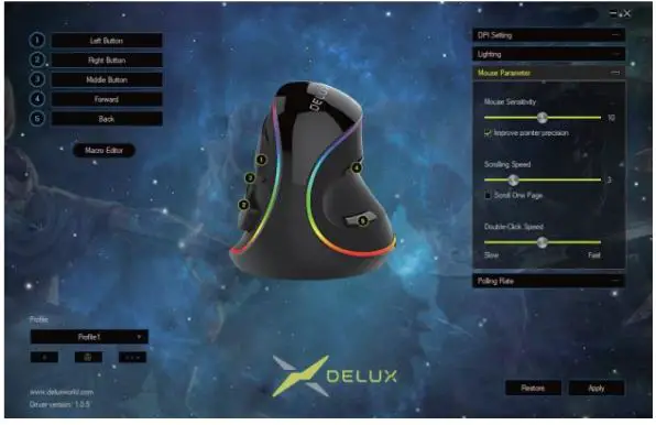 DELUX M618PR Wired Ergonomic Vertical Mouse FIG 6