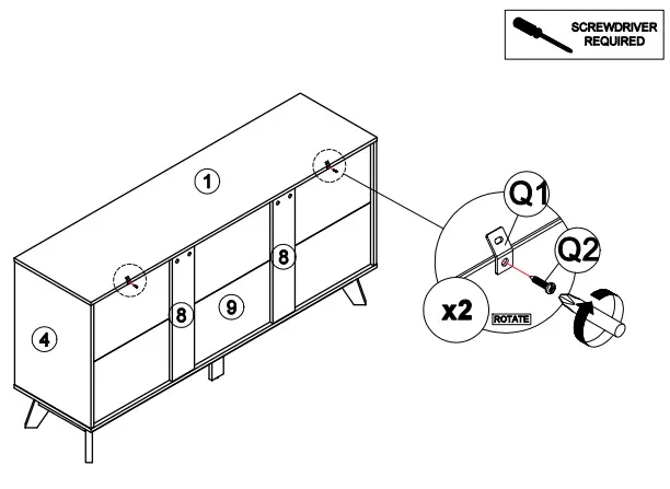 OSTRO Furniture AOF-RSB04 Riley Sideboard Light Oak - fig 29