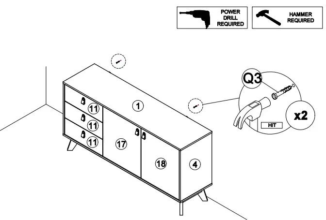 OSTRO Furniture AOF-RSB04 Riley Sideboard Light Oak - fig 30