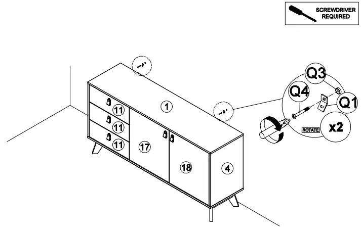 OSTRO Furniture AOF-RSB04 Riley Sideboard Light Oak - fig 31