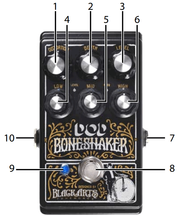 DOD Boneshaker Distortion Guitar Effects Pedal - fig