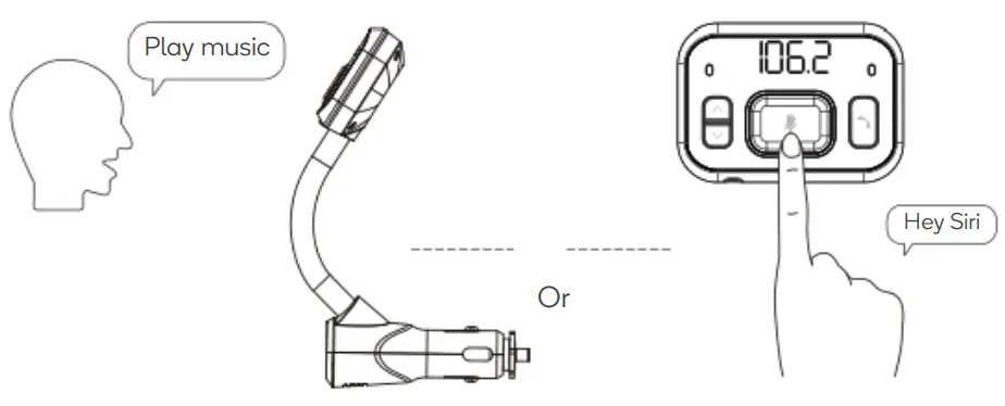kogan KABTFMTRVCA Bluetooth Smart FM Transmitter with Voice Control -- Volume